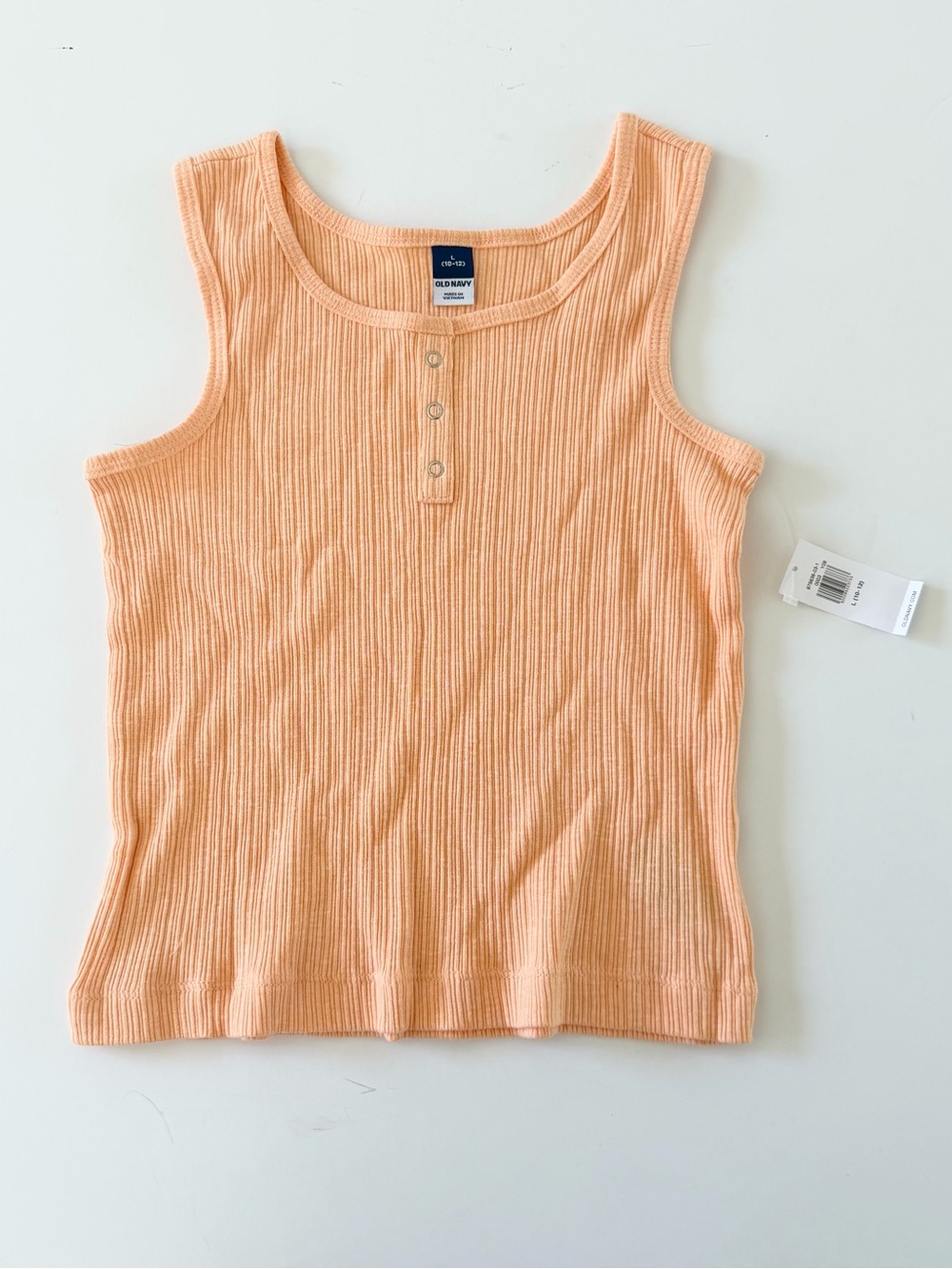 Peach Ribbed Henley Tank Top